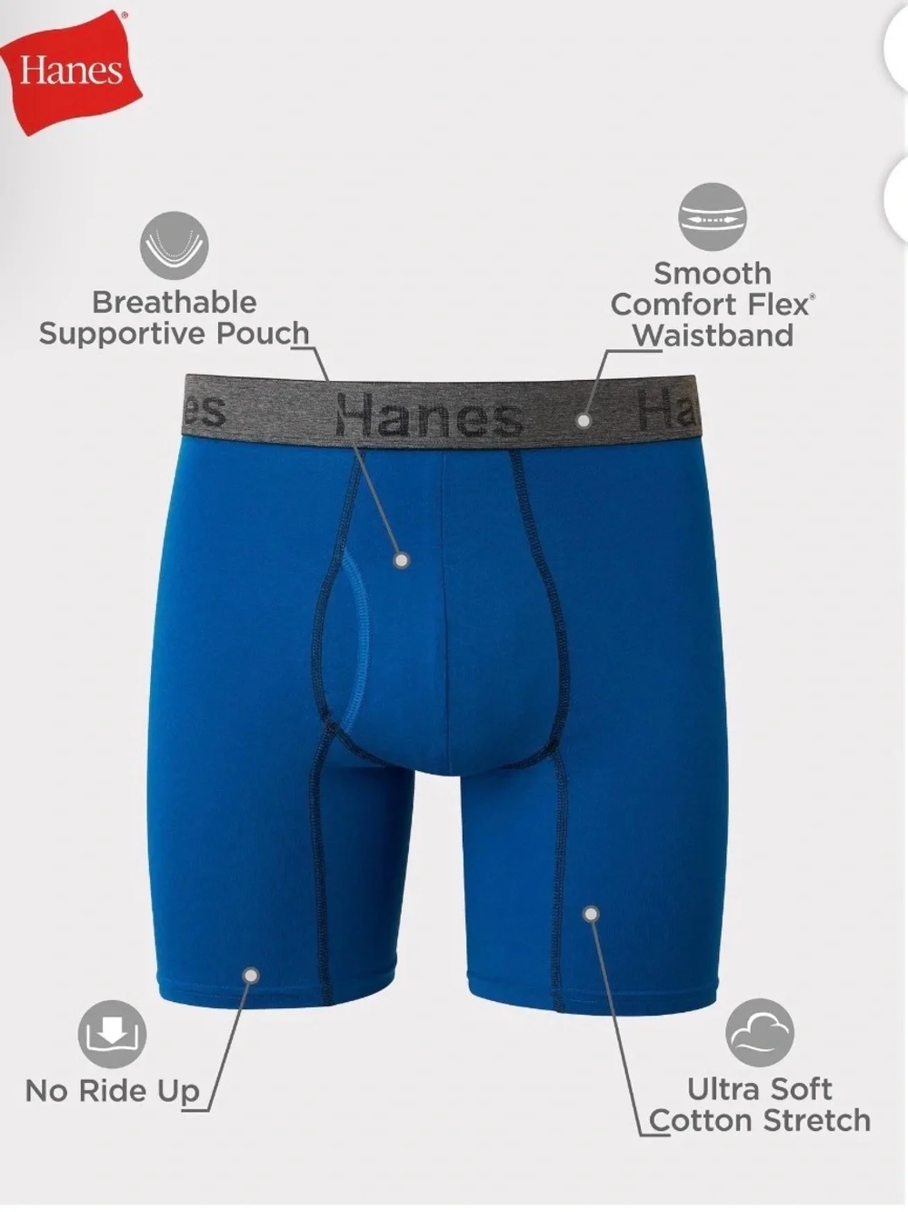 Hanes Men's 3-Pack Boxer Briefs - Black,  Blue & Turquoise Size S